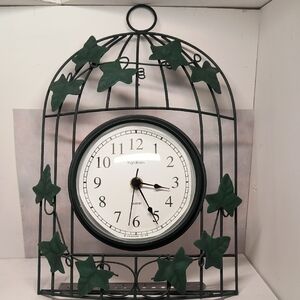 Vintage Birdcage Ingraham Quartz Wall Clock Ivy Clock  *Working *Decor Only